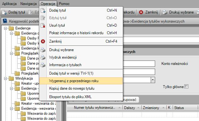 Krok 18 - Tytuły wykonawcze Analogicznie do upomnień należy przekopiować tytuły wykonawcze. Te niezapłacone będą nam także potrzebne w nowym roku, z racji toczących się dalej postępować egzekucyjnych.