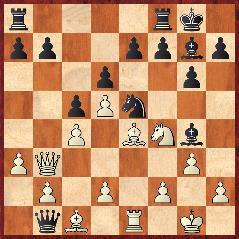 54.Partia angielska [A36] Guzman (Dominikana) 2020 De Pool (Wenezuela) 2000 1.e4 c5 2.c4 Sc6 3.g3 g6 4.Gg2 Gg7 5.Se2 Sf6 6.Sbc3 d6 7.a3 Gd7 8.Wb1 0 0 9.0 0 Hc8 10.We1 Se5 11.Hb3 Gg4 12.Sd5 Sd5 13.