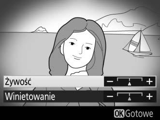 ' Efekt aparatu zabawkowego 1 Wybierz podgląd na żywo. Naciśnij przycisk a. Widok przez obiektyw zostanie wyświetlony na monitorze. Przycisk a 2 Dostosuj opcje.