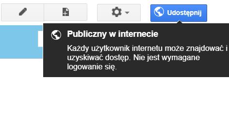 lub: więcej czynności > udostępnianie i uprawnienia: Wszyscy zarejestrowani użytkownicy są