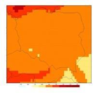 5 Wyniki projektu CHASE-PL, opartego o symulacje z wykorzystaniem scenariusza RCP4.5, sugerują, że w latach 2021-2050 (Rysunek 2) temperatura średnia lata będzie około 1,0 C wyższa od obecnej.