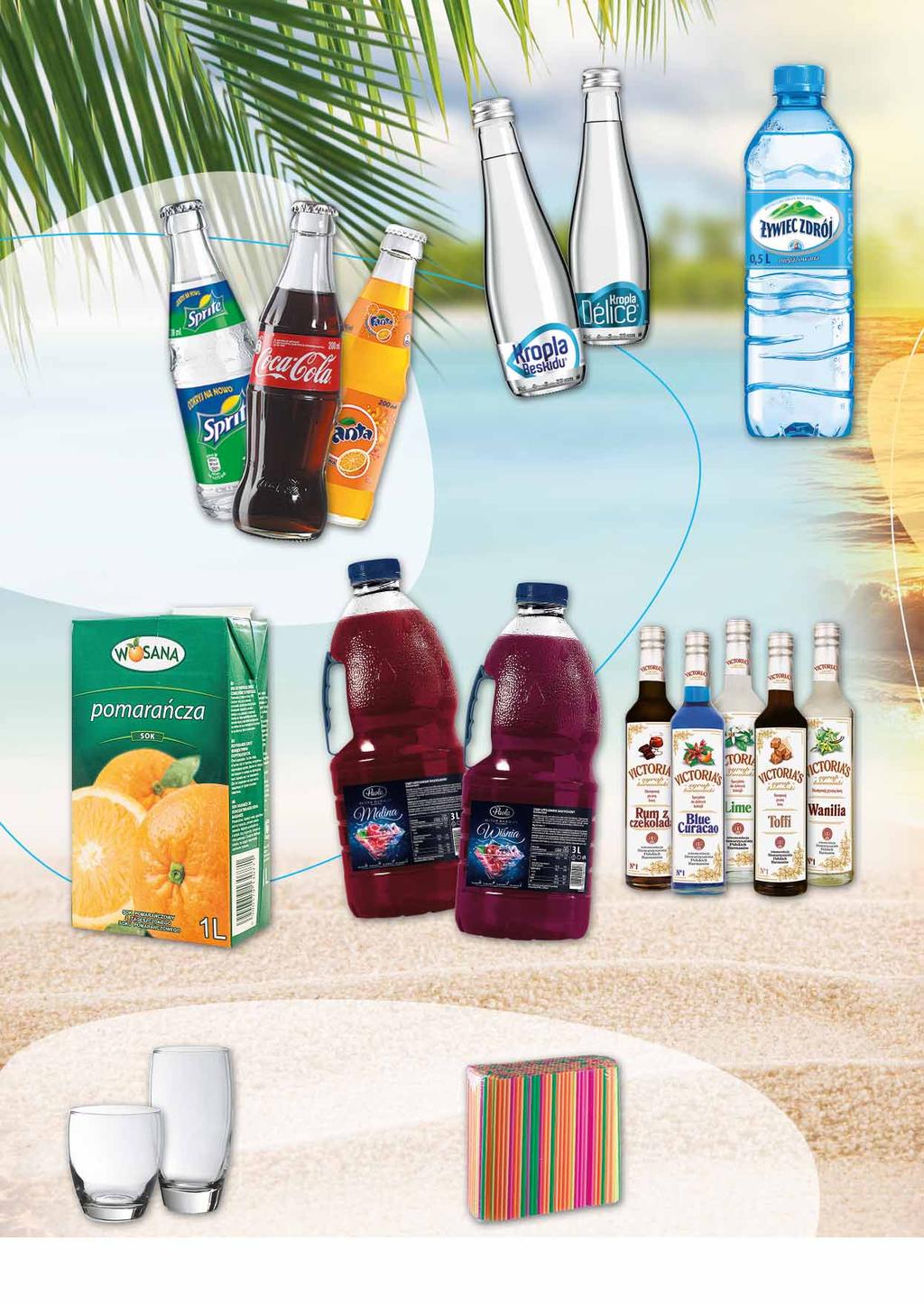 Napoje NAPOJE COCA-COLA 200 ML różne rodzaje pakowane po 24 szt. 89713754 691 1.12 z VAT 1.38 WODA KROPLA 330 ML lekko gazowana, niegazowana pakowana po 12 szt. 24363335 8515 1.28 z VAT 1.