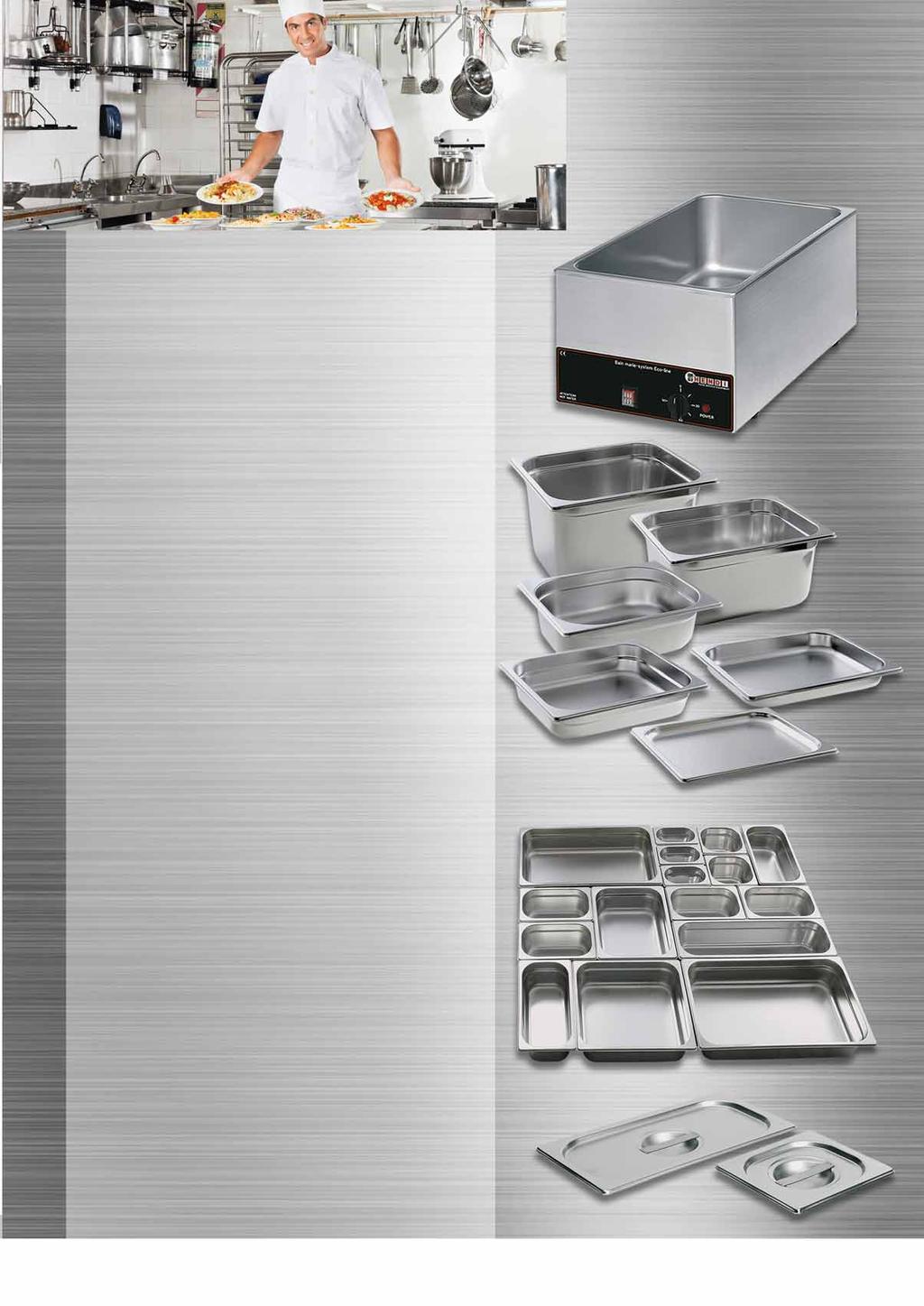 Urządzenia gastronomiczne BEMAR STANDARD GN 1/1 moc: 1200 W wykonane ze stali nierdzewnej regulacja temperatury do 90 C zbiornik na wodę ze stali nierdzewnej z łagodnie wyprofilowanymi narożnikami