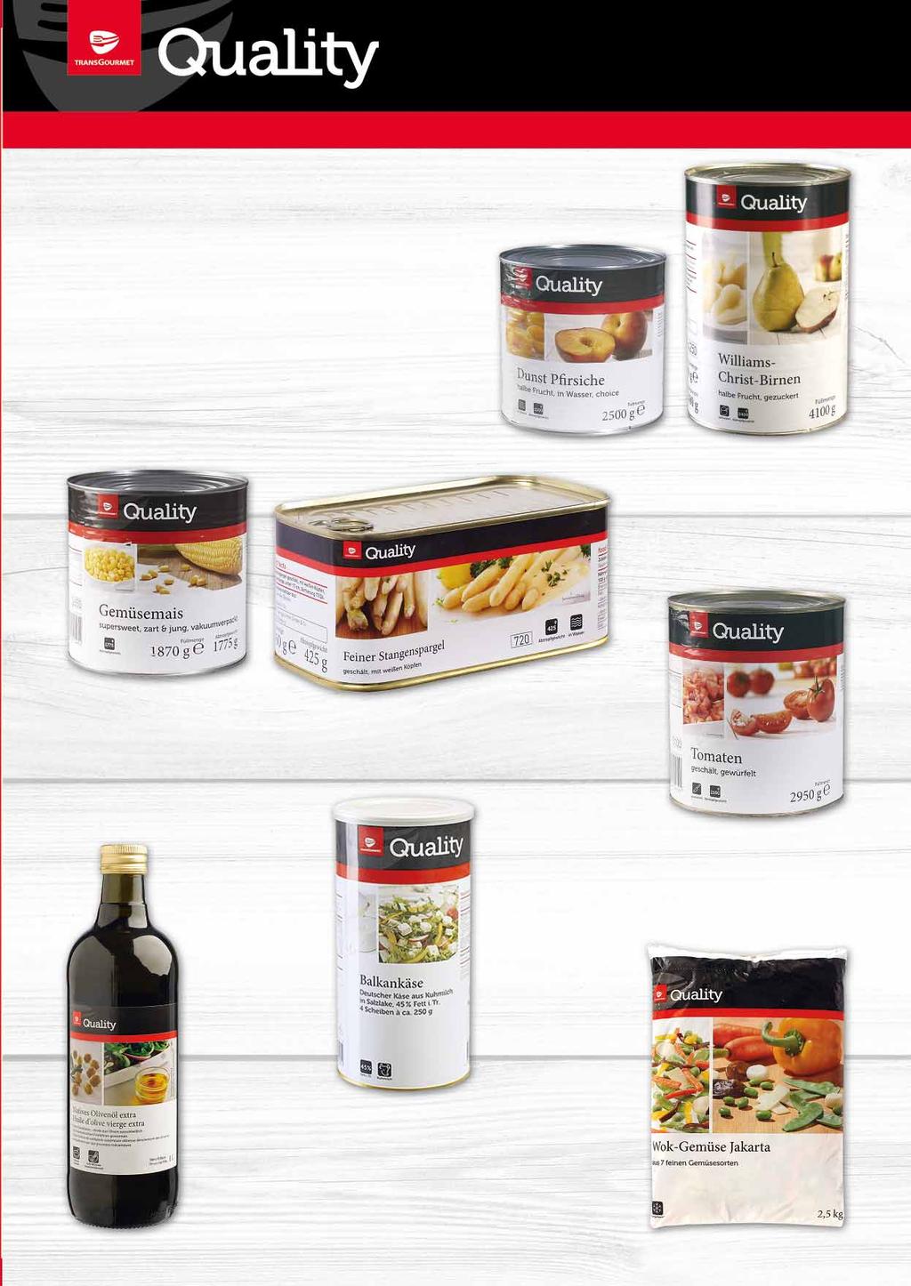 Szeroka oferta marki Transgourmet Quality adresowana jest do Klientów ceniących jakość i sztukę kulinarną na najwyższym poziomie. Produkty ze znakiem Quality cechuje wysoki stopień innowacyjności.
