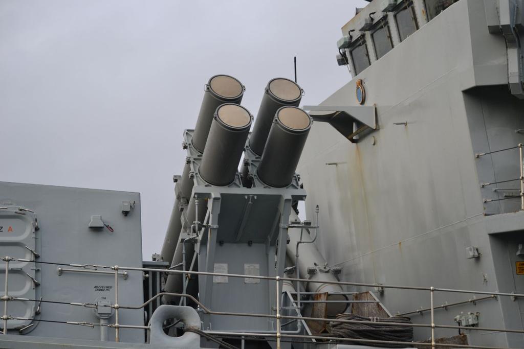 Stanowisko do 8 rakiety przeciwokrętowych Harpoon na fregacie HMS