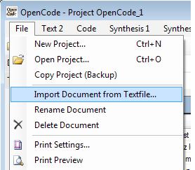 18 Po czynności utworzenia projektu możemy już przystąpić do gromadzenia dokumentów. Należy przy tym pamiętać, że program OpenCode nie obsługuje innych formatów niż.txt.