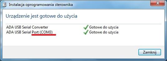 Po podłączeniu do portu komputera pojawi się dymek z informacją Urządzenie jest gotowe do użycia, aby zobaczyć szczegóły klikamy myszką w dymek.