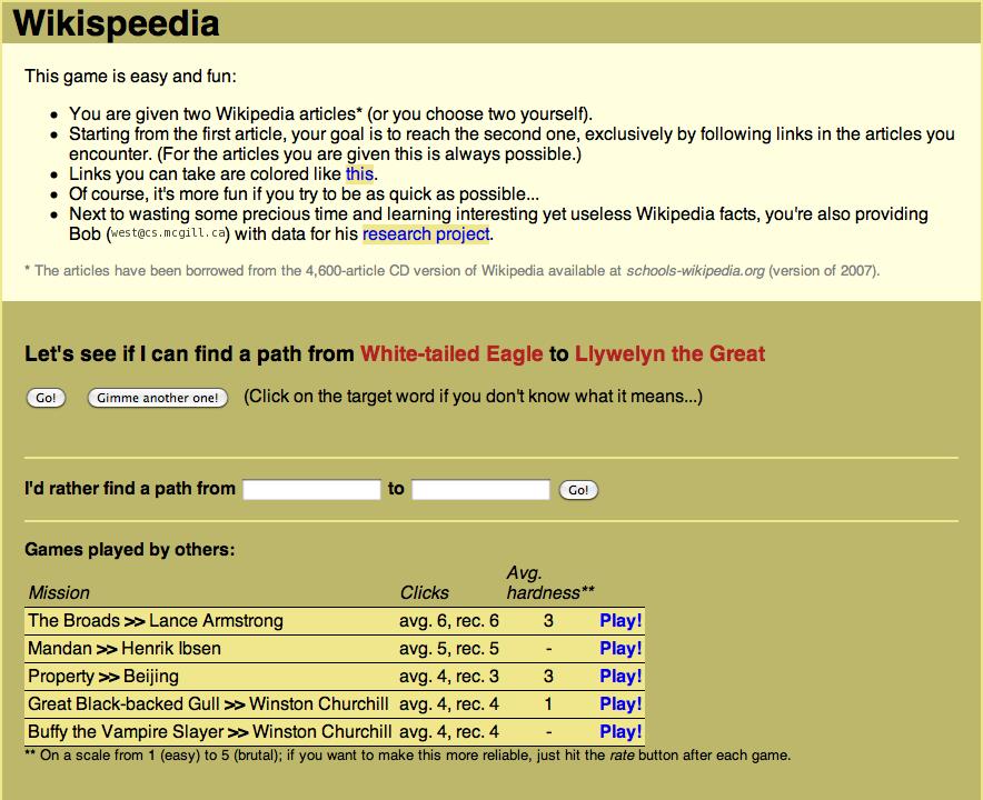 Wikispeedia Spróbuj: Game