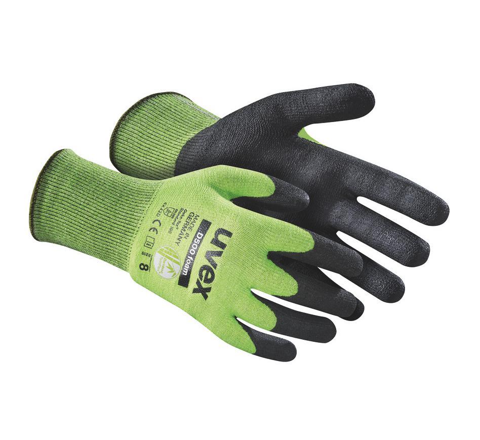uvex D500 foam Bezkompromisowa wytrzymałość bez utraty komfortu powłoka SoftGrip Poziom D