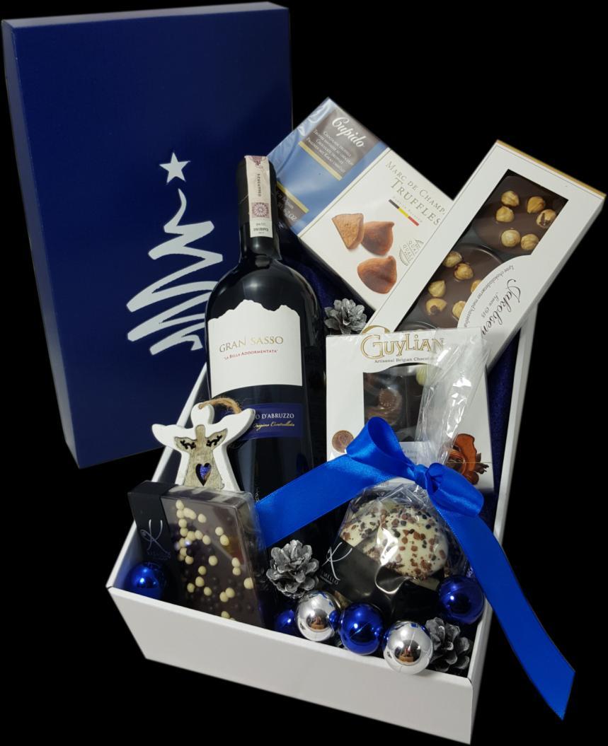 Zestaw 19 Opakowanie: pudełko tekturowe z motywem świątecznym, z pokrywką Wino włoskie z regionu Abruzja: Gran Sasso