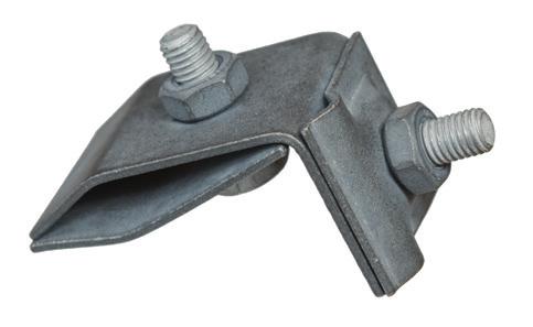 thermal diffusion galvanization, clamping with 2 screws M10 Uchwyty na blachę Prowadzenie drutu odgromowego ø 8 lub ø 10 na dachach krytych