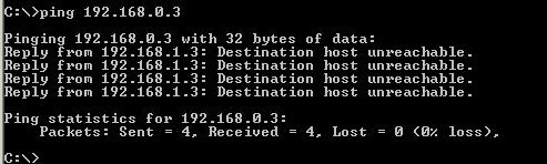 c. Z wiersza poleceń PC-A wykonaj ping na komputer PC-B. Krok 2. Skonfiguruj router. a. Połącz się konsolą do routera i przejdź do uprzywilejowanego trybu EXEC. Router> enable Router# b.