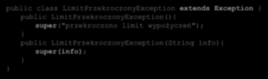 public class BrakKsiazkiException extends Exception { public BrakKsiazkiException(){ public