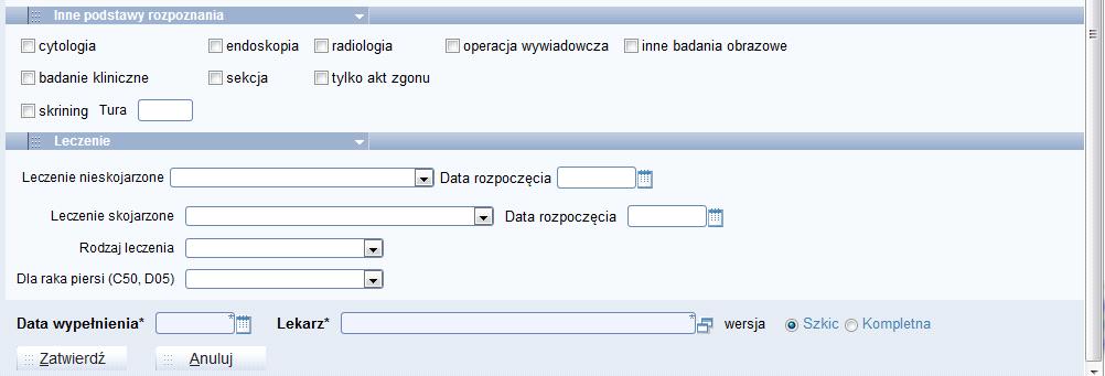 Klasyfikacja dodatkowa Dodatkowa klasyfikacja w zależności od diagnozy.