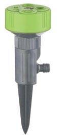 06795 material/materiał: ABS packing/opakowanie: tie card/tekturka Watering sprinkler on plastic spike with 4 functions. Zraszacz ogrodowy osadzony na plastikowej szpilce.