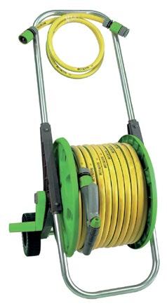 +ALUMINIUM packaging/opakowanie: box/karton Watering system with mobile cart,l which include: mobile cart with wheels and aluminium profiles, 50 m  Zestaw zawiera: wózek na wąż ogrodowy, wąż o