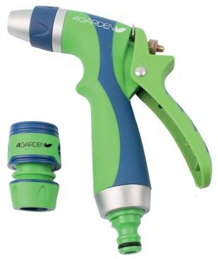 PREMIUM SPRAY GUNS & SPRINKLERS / PISTOLETY NAWADNIAJĄCE I ZRASZACZE material/materiał: ABS+POM+TPE* ABS plastic body construction coated with soft TPR rubber for comfort use. Two pattern spray jet.