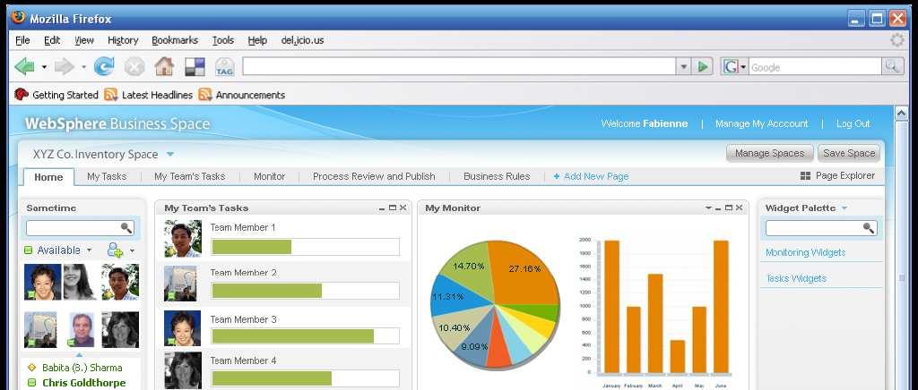 Zastosowanie mashupy w Business Spaces. 1 Common Framework. Shipped in all products 2 Business Space Contextual Palette.