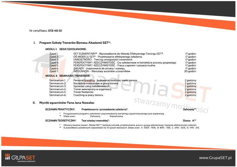 MIEDZYNARODOWY CERTYFIKAT IES LTD Grupa SET jest subiektem edukacyjnym certyfikowanym przez