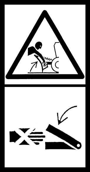 Znak informujący o zakazie podnoszenia i przewożenia osób na zgrabiarce (umieszczony na boku belki nośnej).