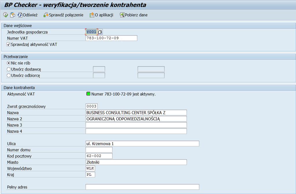 SNP SNP Business Partner Data Checker Weryfikacja/ tworzenie kontrahentów Możliwość utworzenia danych podstawowych