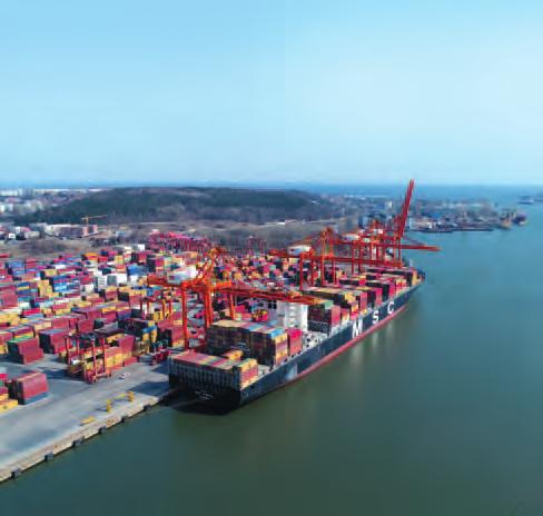 There are, among others, two modern container terminals, an intermodal rail terminal, a logistics center, and port-related industry plants, located here.