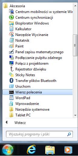 W polu Wyszukaj programy i pliki wpisujemy cmd (Rysunek 1.1) i klikamy klawisz Enter. (Rysunek 1.0.) Sposób 2. Klikamy przycisk Start.
