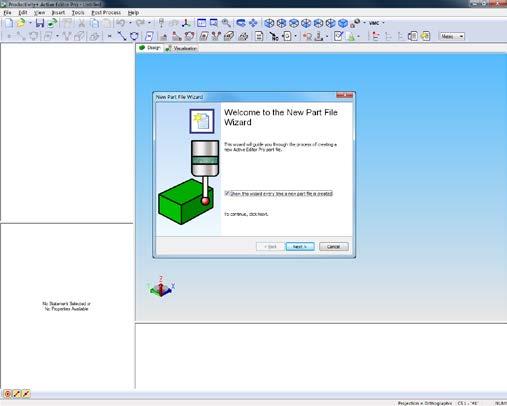 Karta katalogowa Oprogramowanie sond dla obrabiarek Productivity+ Active Editor Pro Tworzenie nowego pliku programu przedmiotu zawiera New Part File Wizard (Kreatora nowego pliku programu