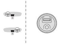 Ergonomia i komfort Gniazda Łączność Gniazdo 12 V Gniazda USB / Jack F Aby podłączyć osprzęt 12 V (o maksymalnej mocy 120 W), wyciągnąć zaślepkę i włożyć odpowiednią wtyczkę.