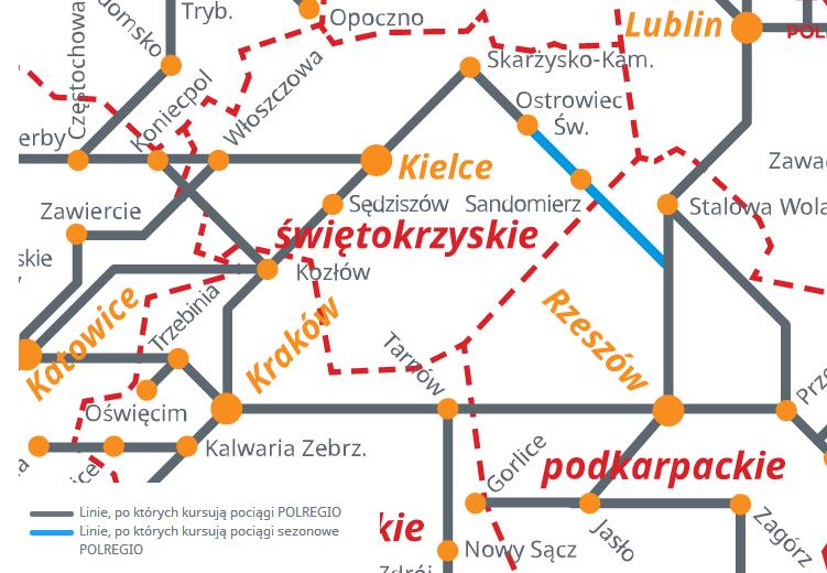 droga Nr 9 (Radom Barwinek), droga Nr 42 (Namysłów Rudnik), droga Nr 73 (Wiśniówka Jasło), droga Nr 74 (Sulejów Hrubieszów), droga Nr 77 (Lipnik Przemyśl), droga Nr 78 (Chałupki Chmielnik).