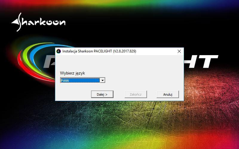 4. Instalacja oprogramowania Ściągnij oprogramowanie do Pacelight P1 bezpośrednio ze strony Sharkoona pod adresem www.sharkoon.com na stronie produktu.