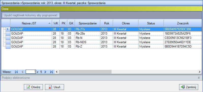 Rysunek 119. Lista sprawozdań z kolumną Znacznik 5.3. Dodawanie okresów sprawozdawczych W systemie istnieje możliwość dodania (zainicjowania) tylko miesięcznych okresów sprawozdawczych.