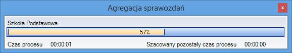 W trakcie scalania sprawozdań na ekranie wyświetli się okno, które przedstawia stan procesu przetwarzania danych (rys. 131). Rysunek 131.