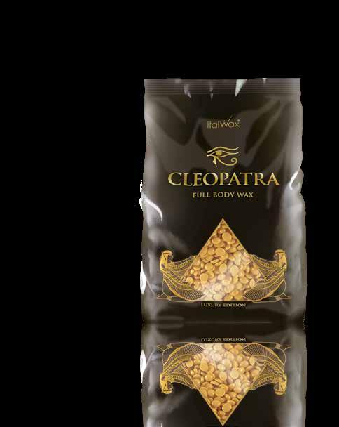 Wosk Cleopatra Hot Film Rozmiary produktu: worek z granulatem 1000 g / 2,2 lb W pełni luksusowa edycja wosku z wyjątkową formułą umożliwia usuwanie