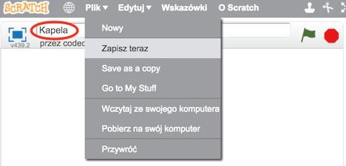 Zapisz swój projekt Nadaj swojemu projektowi nazwę wpisując ją w pole tekstowe w lewym górnym narożniku. Teraz możesz kliknąć w menu Plik a następnie w Zapisz teraz, aby zapisać swój projekt.