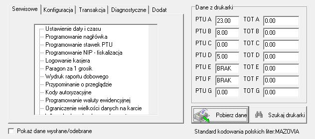 5. Po naciśnięciu przycisku program serwisowy samodzielnie zlokalizuje drukarki fiskalne podłączone do portów szeregowych komputera.