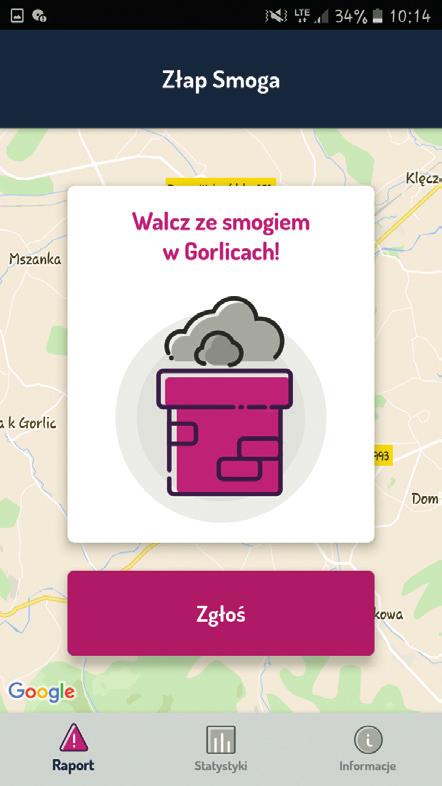 DOBRY PRZYKŁAD Mieszkańcy Gminy Niepołomice oraz Miasta Gorlice korzystać mogą z aplikacji Złap smoga, która pozwala z poziomu smartfona zgłosić niepokojący dym unoszący się z komina, mogący