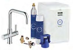 BLUE CHILLED & SPARKLING 31 323 001 chrom 2 489,00 31 323 DC1 stal nierdzewna 2 613,00 GROHE Blue Chilled & Sparkling Zestaw startowy elementy składowe: jednouchwytowa bateria kuchenna GROHE Blue z