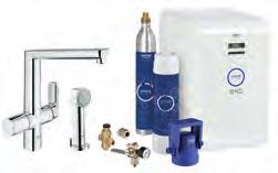 oddzielne kanały dla wody przefiltrowanej i nieprzefiltrowanej GROHE Blue Cube jednostka chłodząca 270 Watt, 230 V, 50 Hz typ zabezpieczenia IP 21 znak CE filtr GROHE Blue 600 l, głowica filtra z