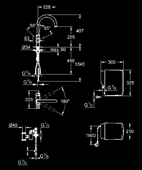 bezpieczeństwa głowica 1/2 GROHE CoolTouch izolowana wylewka kąt obrotu 180 wypływ dwukanałowy przyłącze do podgrzewacza GROHE Red boiler GROHE Red single objętość