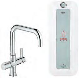 RED 30 156 000 chrom 1 747,00 30 156 DC0 stal nierdzewna 1 882,00 GROHE Red Duo bateria z boilerem (8 litrów) elementy składowe: bateria kuchenna Grohe Red Duo (30 033 000), wylewka U