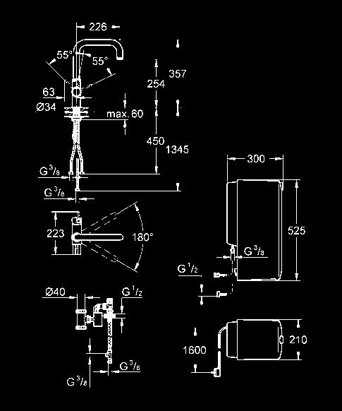 podgrzewacz GROHE Red (40 431 000) podgrzewacz pojemnościowy do wody gorącej pojemność 6l wody wrzącej 100 C z termostatem regulowana w zakresie 35-75 C ciśnienie: 1-7 bar z elastycznymi