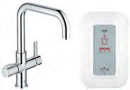 chrom 1 454,00 30 145 DC0 stal nierdzewna 1 635,00 GROHE Red Duo bateria z boilrerm (4 litry) elementy składowe: bateria kuchenna Grohe Red Duo (30 033 000) wylewka U  boiler GROHE Red