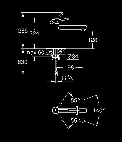 wysoka wylewka perlator kąt obrotu 140 system szybkiego montażu