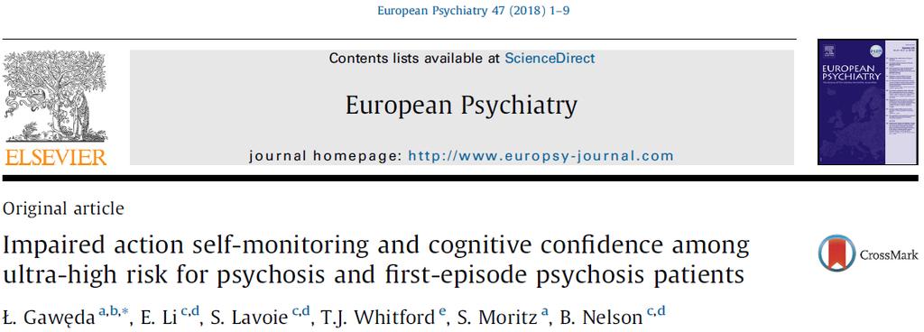 1.2.3. Deficyty monitorowania źródła a stan klinicznego ryzyka psychozy (badanie nr 3). ARTYKUŁ NR 3 1.