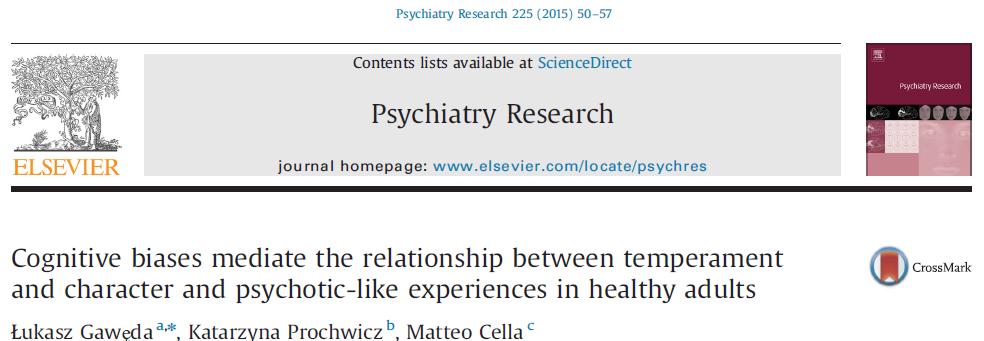 3. Wyniki i dyskusja Przeprowadzone przez nas badanie spotkało się z zainteresowaniem recenzentów i redakcji Psychiatry Research.