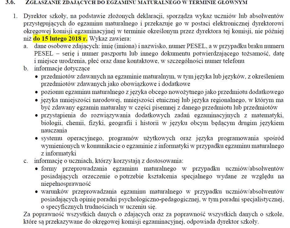 Opłata za egzamin maturalny str.