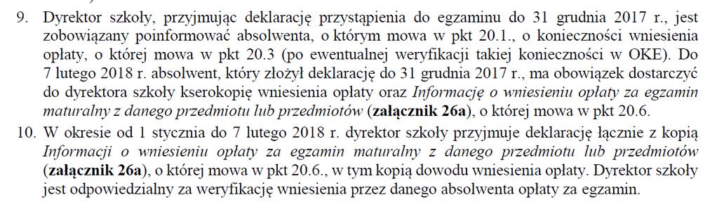 Opłata za egzamin maturalny str.