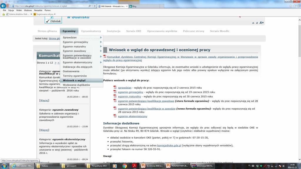 Wgląd d do pracy Wnioski o wgląd będą
