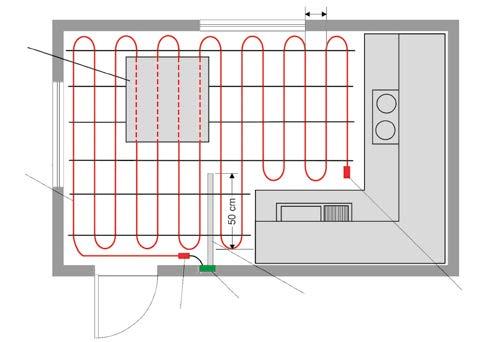 Ogrzewanie podłogowe 7 Wyłączny system grzewczy Elektryczne ogrzewanie podłogowe pełniące rolę wyłącznego systemu grzewczego może być stosowane w różnego rodzaju obiektach mieszkalnych i